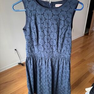 Brooks Brothers Red Fleece Navy Eyelet Dress- Size 2